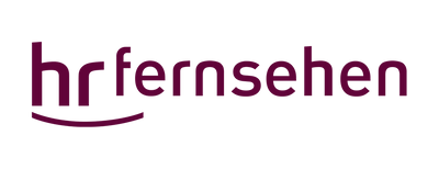 Лого на „hr fernsehen“ в лилав текст на прозрачен фон, проектирано от Haetit.